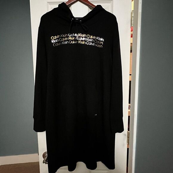 Calvin Klein Black Hoodie Dress NWOT - Picture 3 of 5